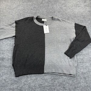 Becool Sweater Womens Medium Large Gray Colorblock Crew Neck Pullover‎ Knit Soft